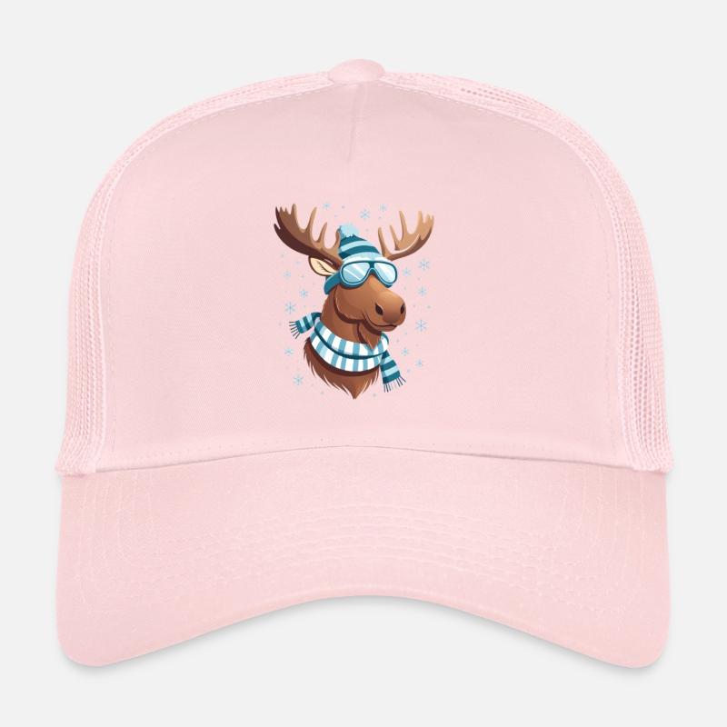 Cerf d’hiver avec lunettes et écharpe Casquette trucker 
