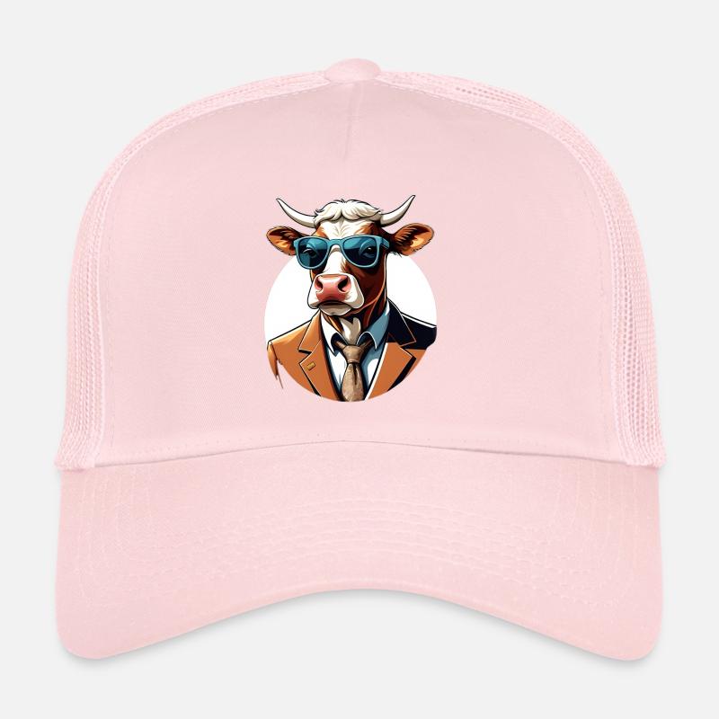 Cow in suit with sunglasses Trucker Cap