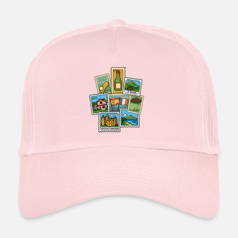 Timbres Basques Pays Basque Euskadi Lauburu Fierté - Casquette trucker  - rose pâle