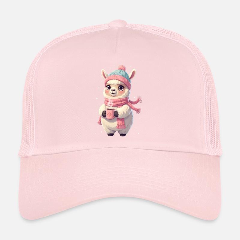 Winter Llama with Tea Trucker Cap