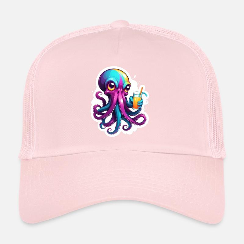 Pieuvre colorée avec boisson Casquette trucker 