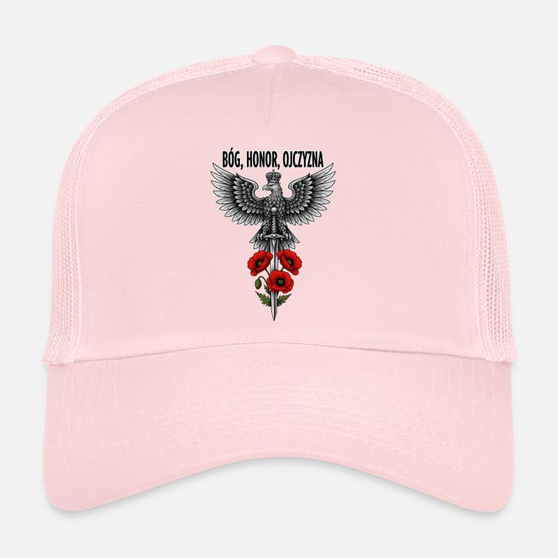 Aigle blanc polonais avec épée et coquelicot hommage Casquette trucker 