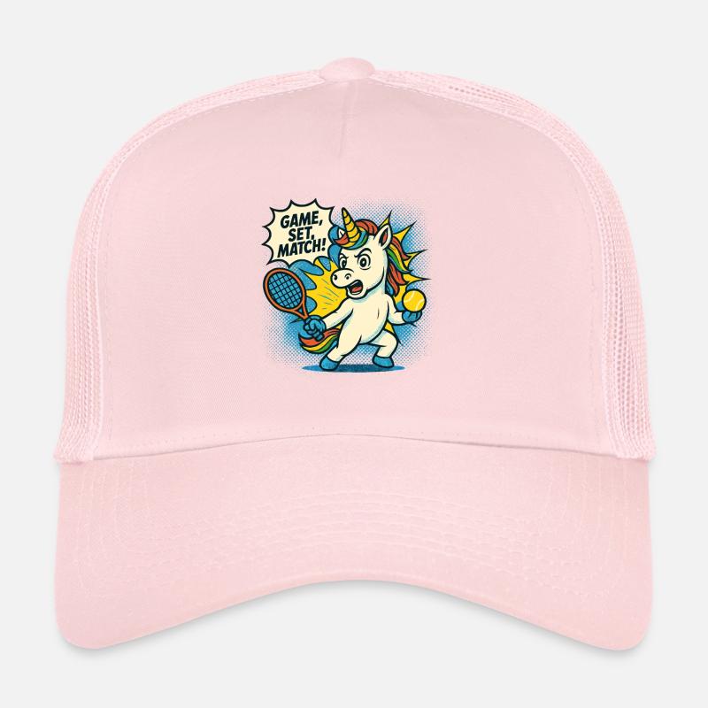 Tennis Einhorn Retro, Game Set Match, Fun Trucker Cap