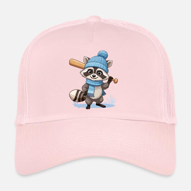 Raton laveur d’hiver avec batte de baseball Casquette trucker 