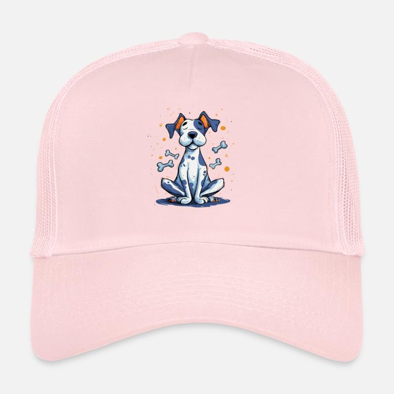 Blauer Hund Cartoon mit Knochen - Trucker Cap - Hellrosa