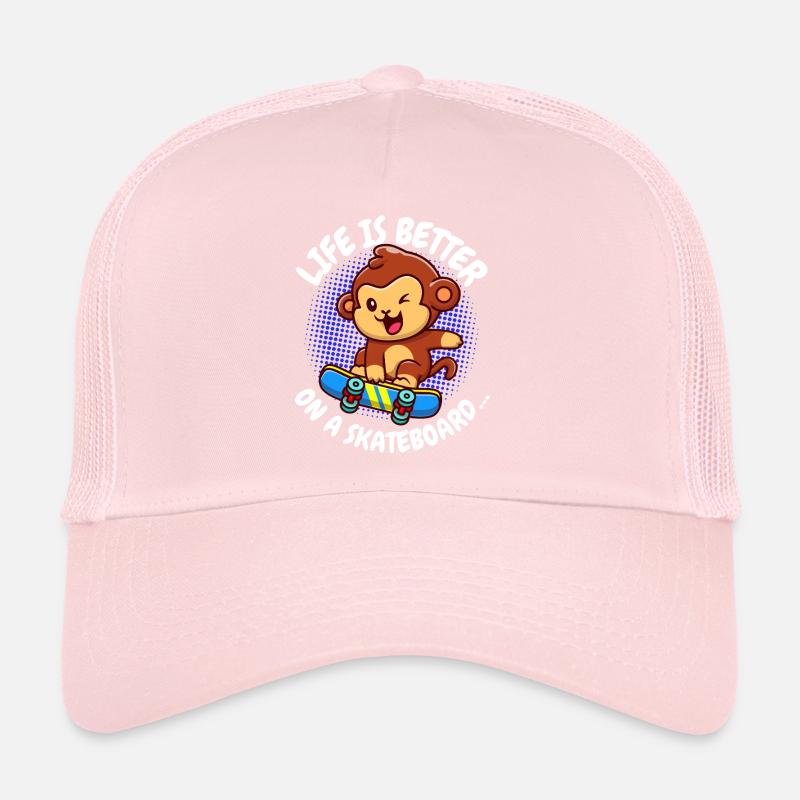 Life Is Better Skateboard Affe Monkey Trucker Cap