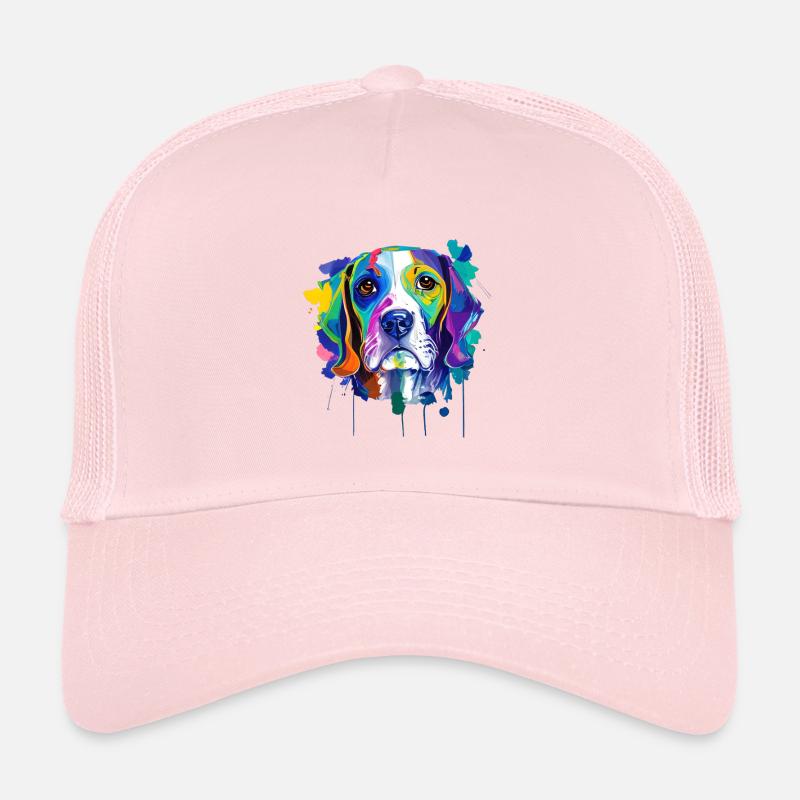 Buntes Beagle-Porträt – abstrakter Pinsel Trucker Cap