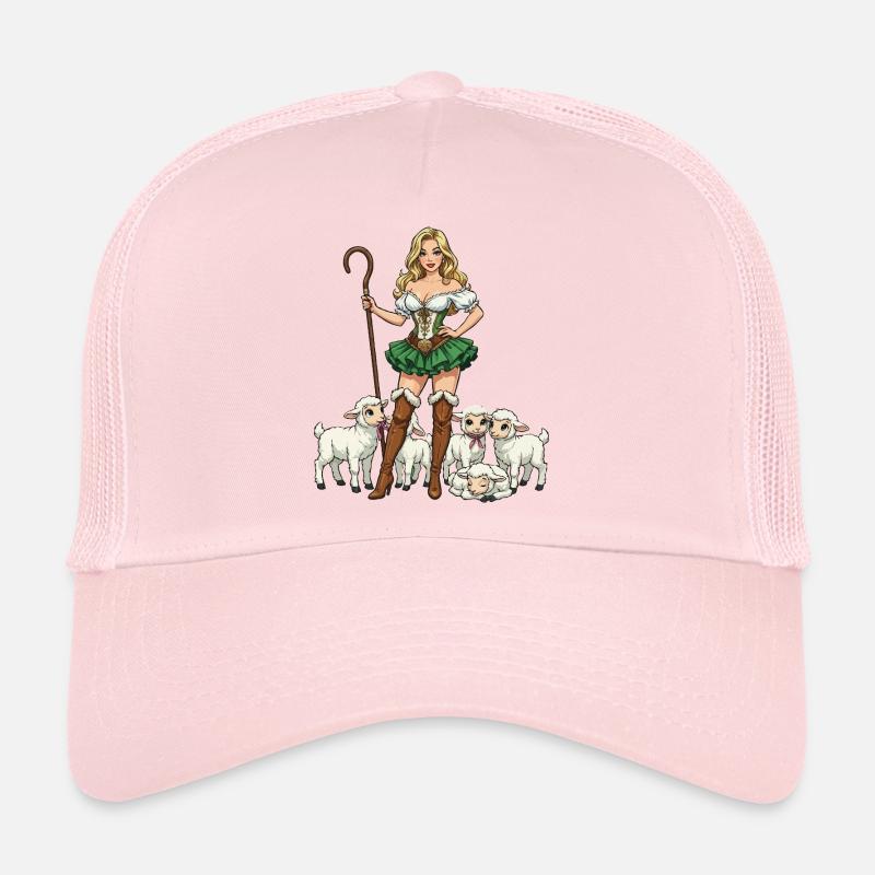 Dirndl Shepherdess and Lambs Trucker Cap