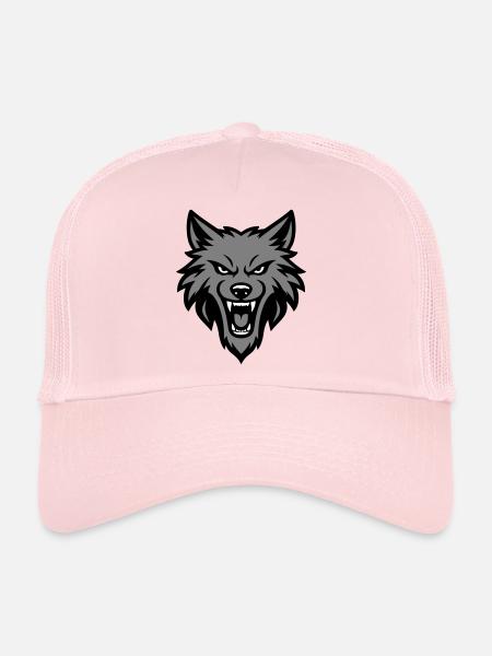 Wolf Kopf Logo - Trucker Cap - Hellrosa - Vorne