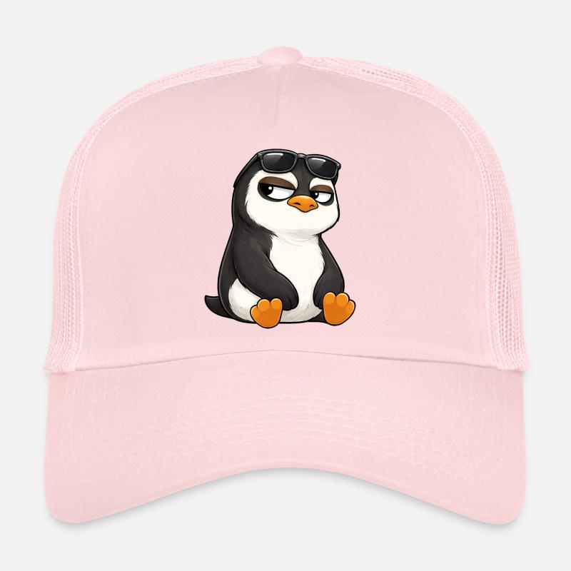 Coole Cartoon Pinguin mit Sonnenbrille skeptisch Trucker Cap