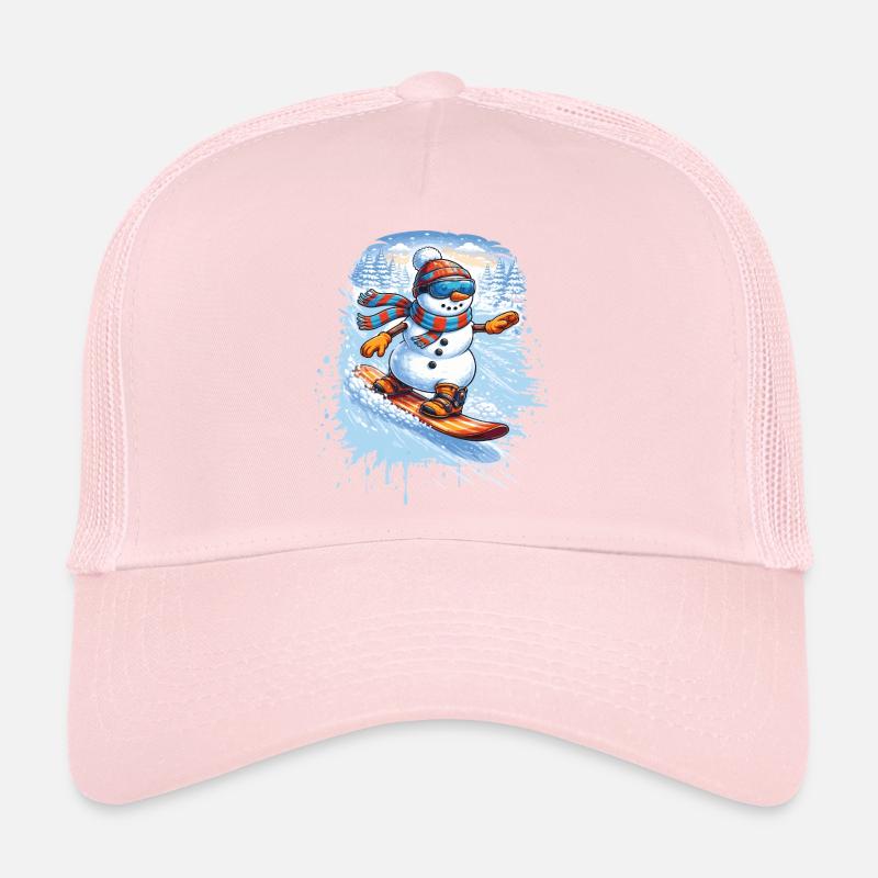 Cool snowman snowboarding – winter fun Trucker Cap