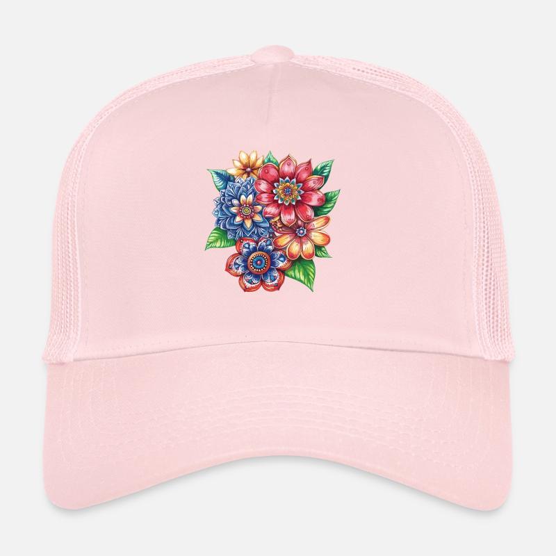 Bouquet de fleurs explosion de couleurs Casquette trucker 