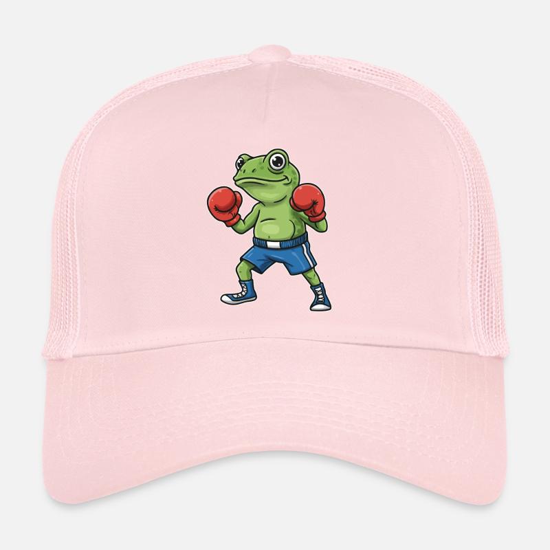 Dessin animé de la grenouille boxeuse Casquette trucker 