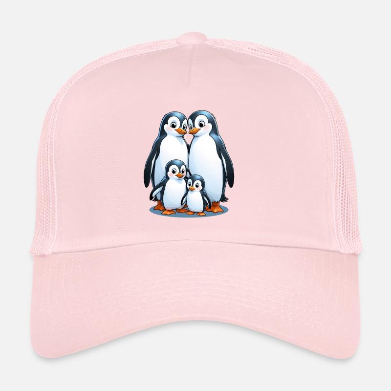 Pinguin-Familie im Eisglanz - Trucker Cap - Hellrosa