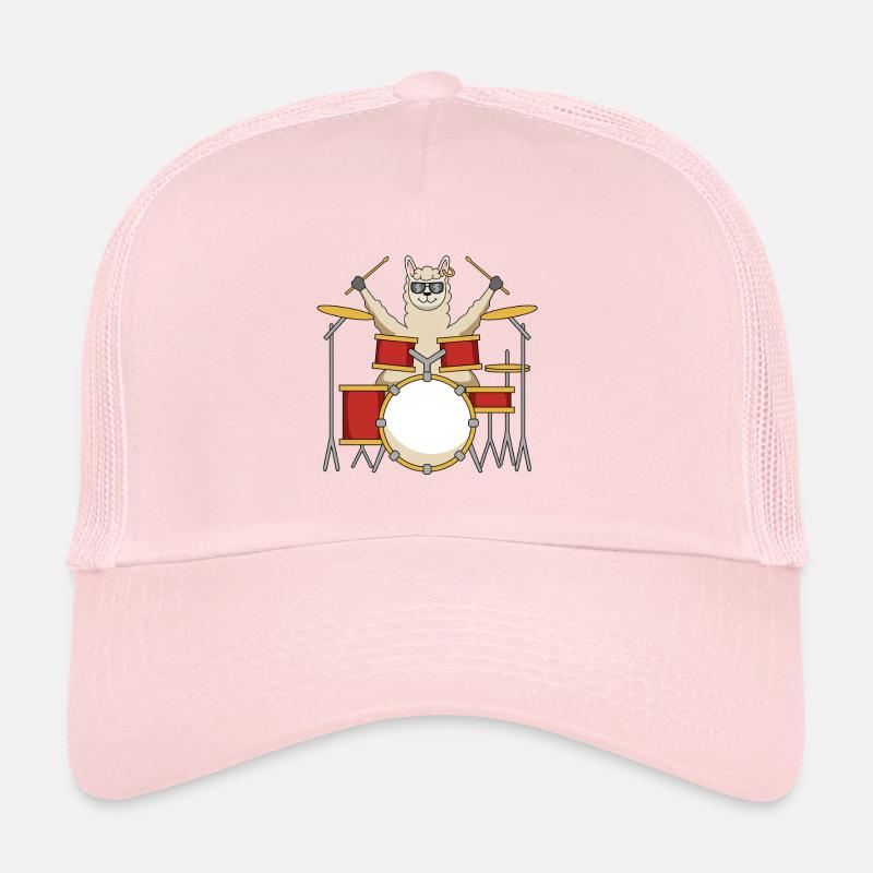 Dessin animé du batteur Llama Cool Casquette trucker 