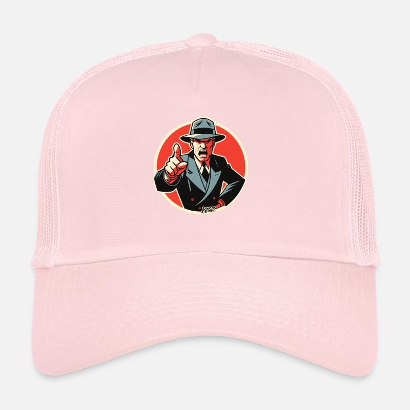 Retro Noir Mobster dapper dude Pointing Trucker Cap