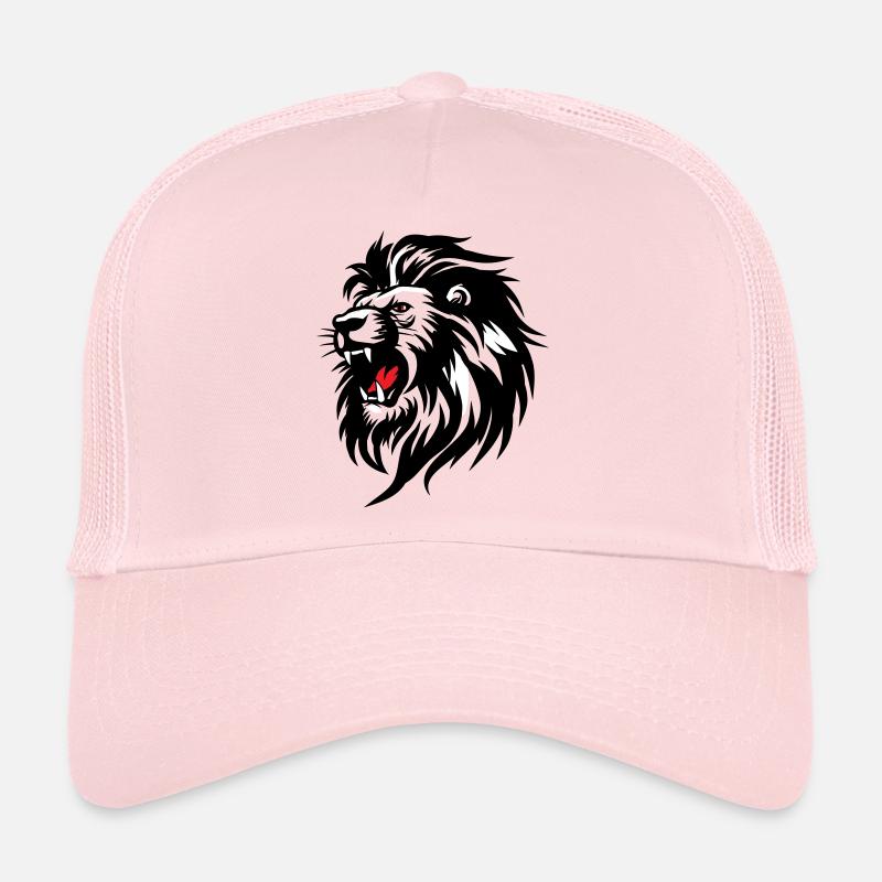 Silhouette de lion rameur avec langue rouge - Casquette trucker  - rose pâle