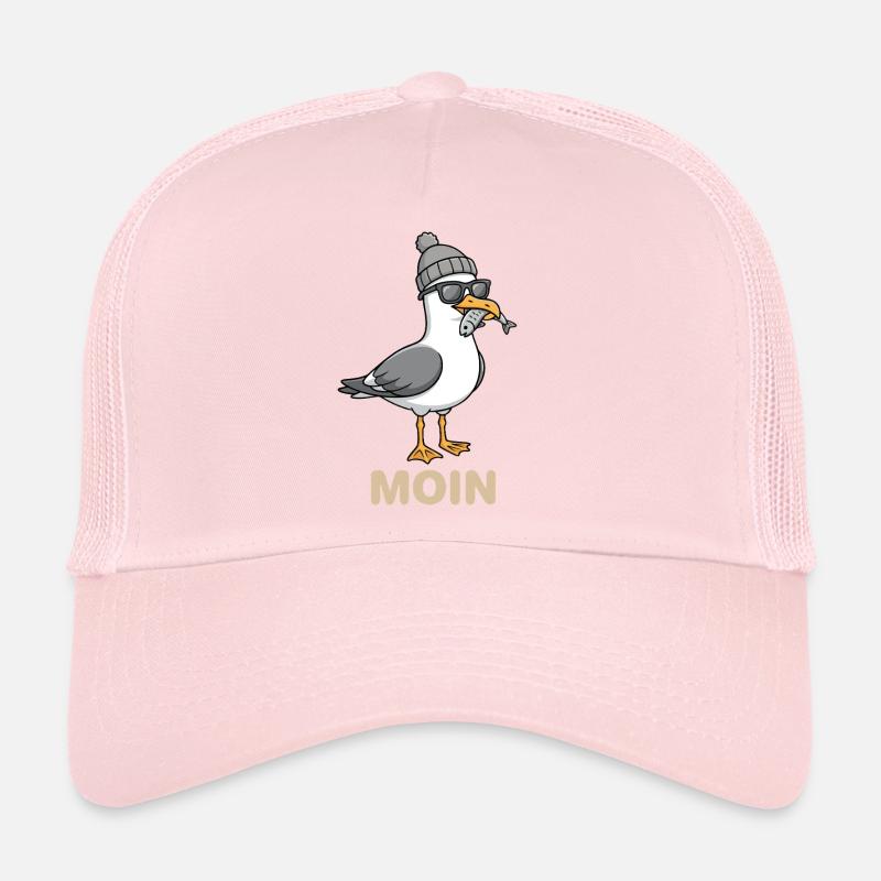 Moin Möwe Vogel mit Mütze und Fisch im Mund Möwen Trucker Cap