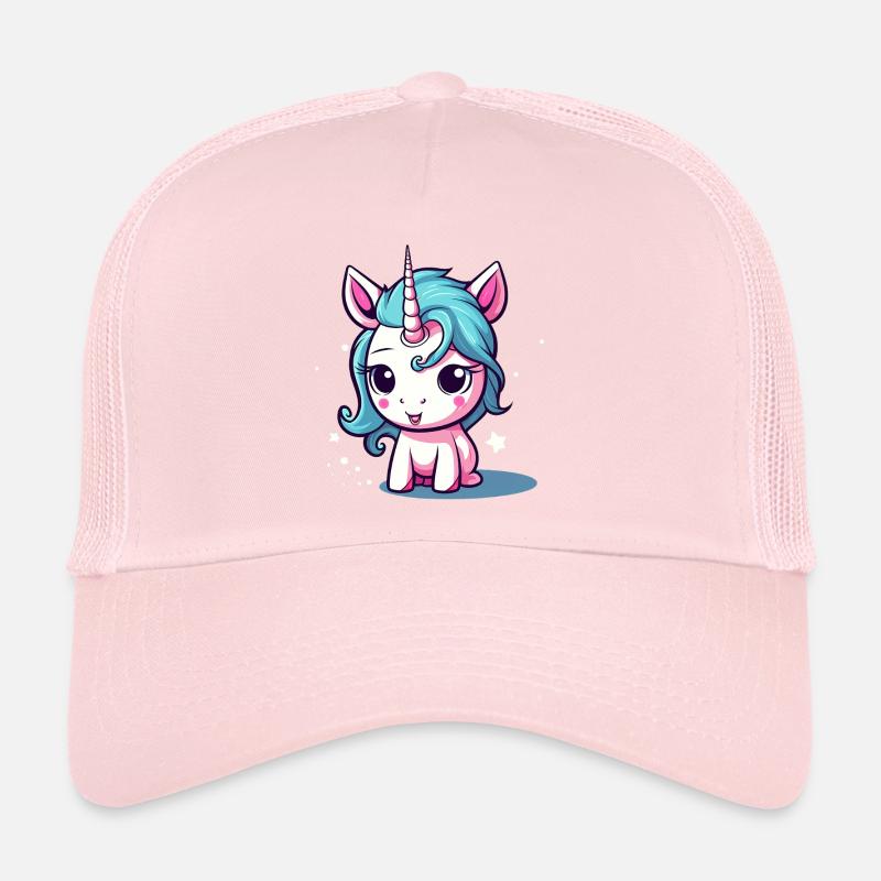 Blue-haired Unicorn Sticker Trucker Cap