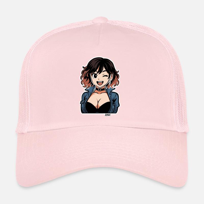 Edgy Anime Denim Diva Trucker Cap
