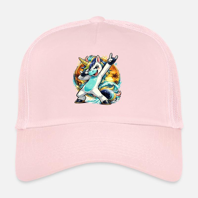 Summer Unicorn in Dabbing Sunset Beach Style Trucker Cap