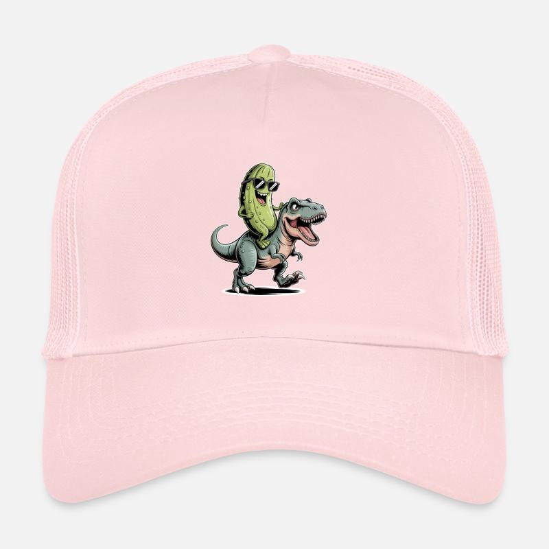Sour cucumber rides dinosaur Trucker Cap