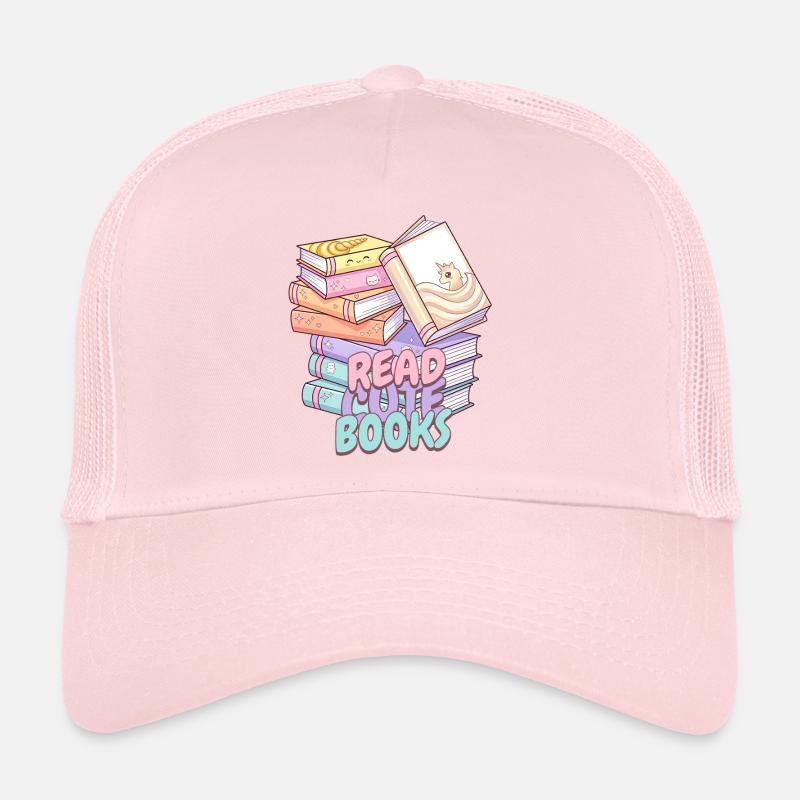 Style Kawaii mignon Stack of Books Design - Casquette trucker  - rose pâle