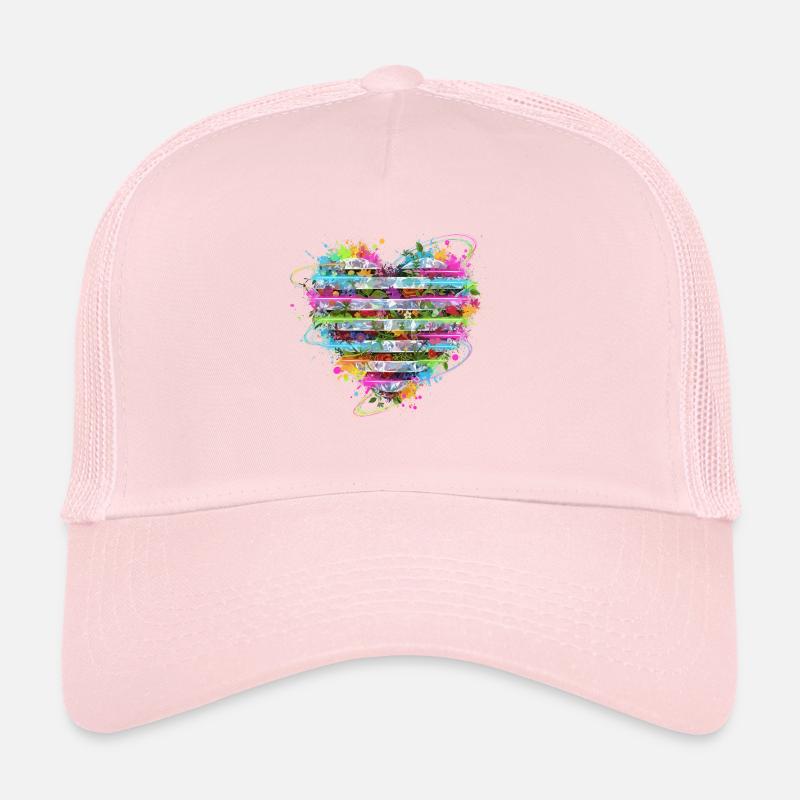 Blumenherz im Regenbogenrahmen Trucker Cap