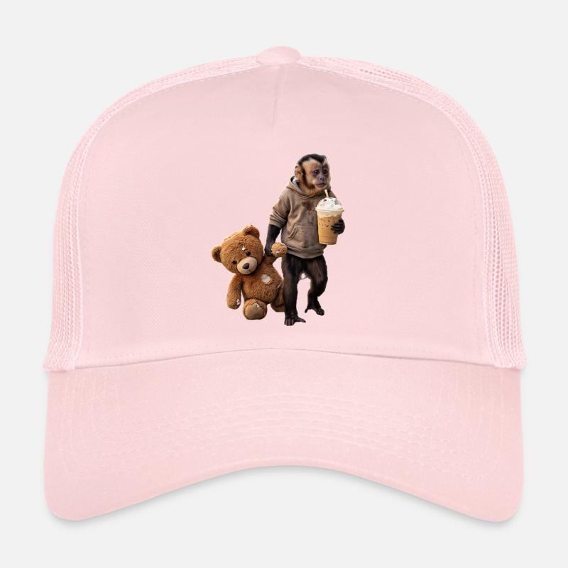 Motif du café glacé de l’ours en peluche singe Casquette trucker 