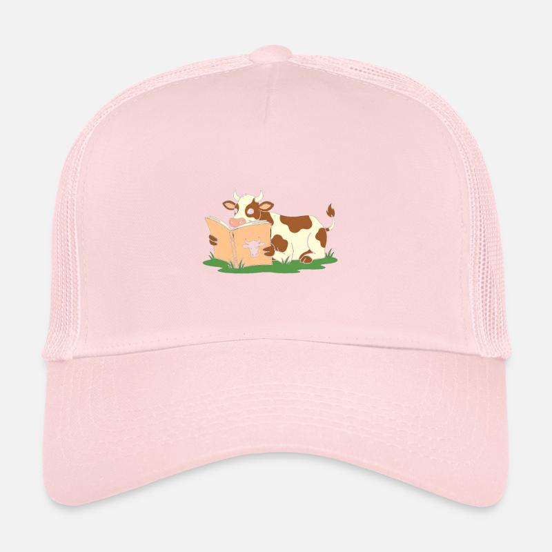 Cow reading in the grass Trucker Cap
