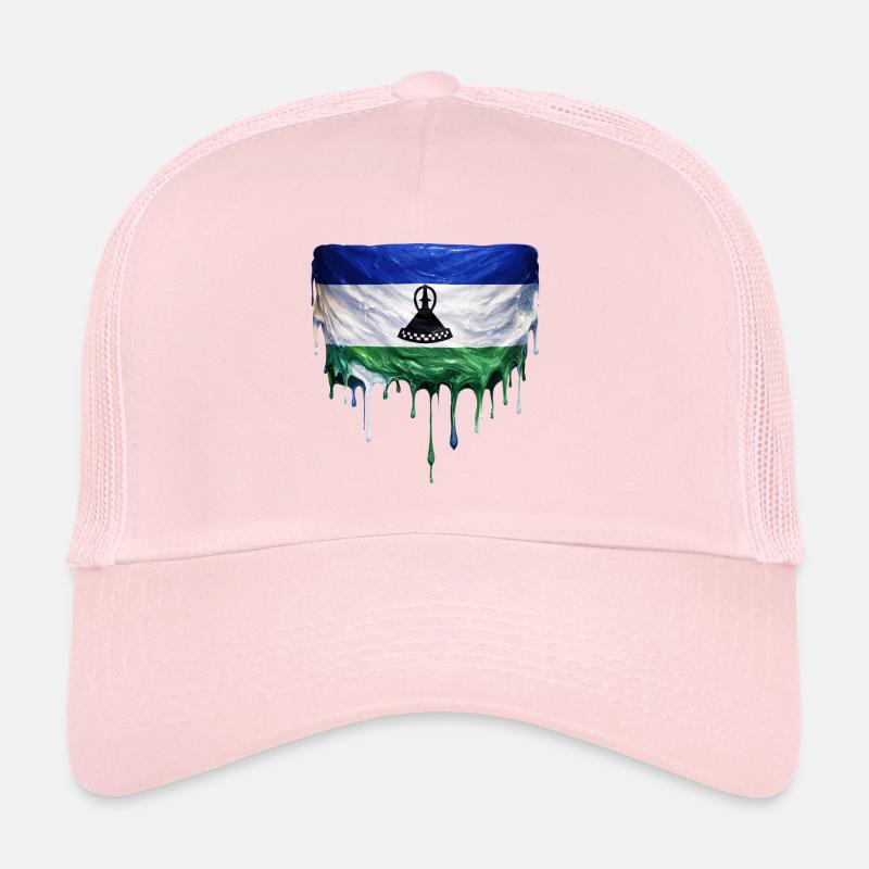Lesotho Flag in Drop Art Trucker Cap