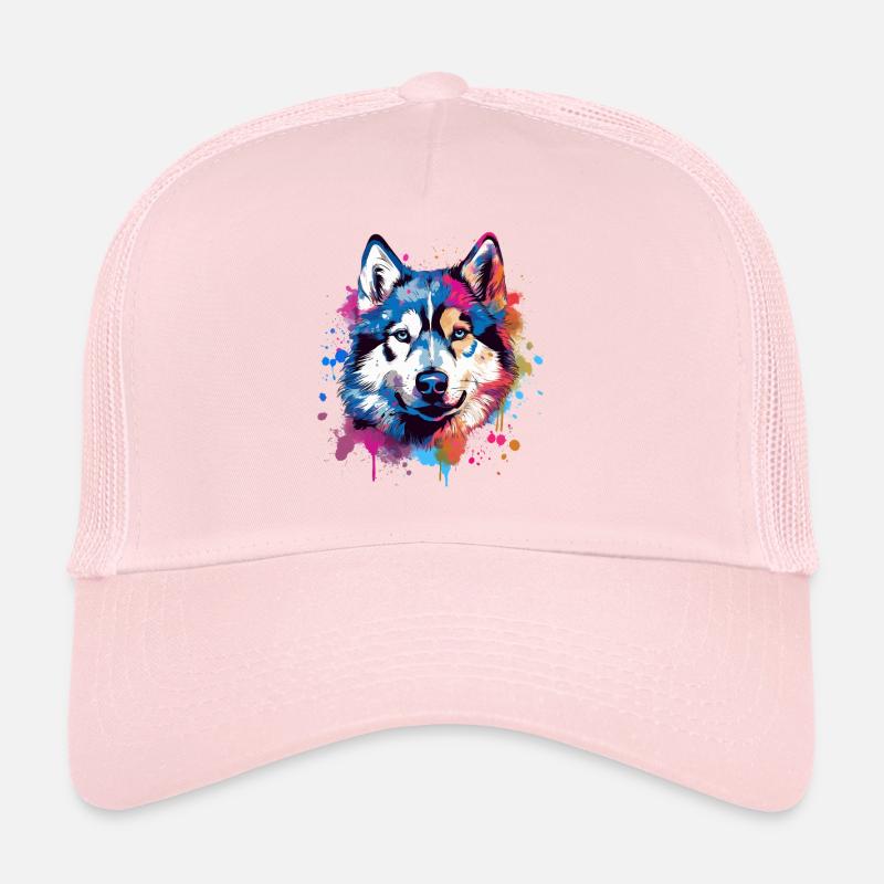 Bunter Hund Splash Art Husky Trucker Cap