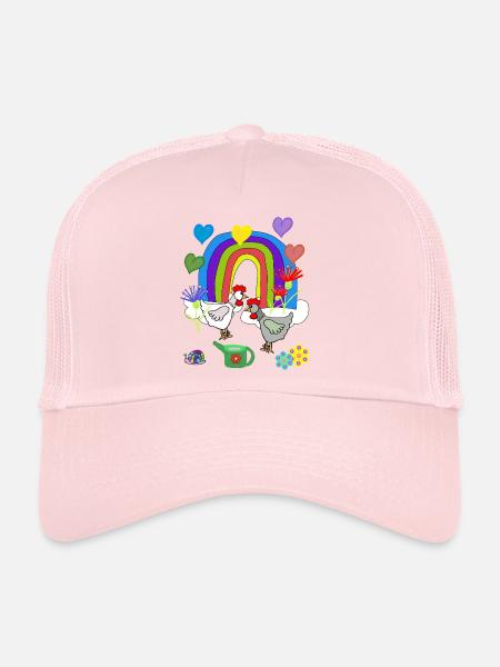 Fleurs arc-en-ciel fantastiques pour enfants poules - Casquette trucker  - rose pâle - Devant