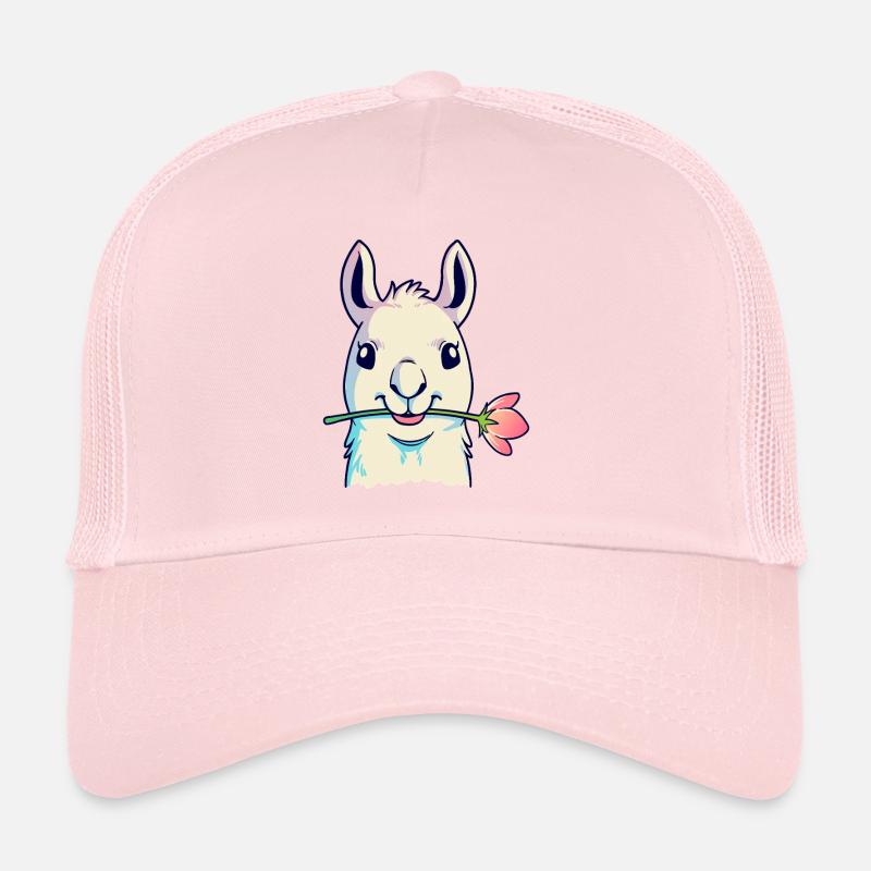 Lama et Rose Casquette trucker 