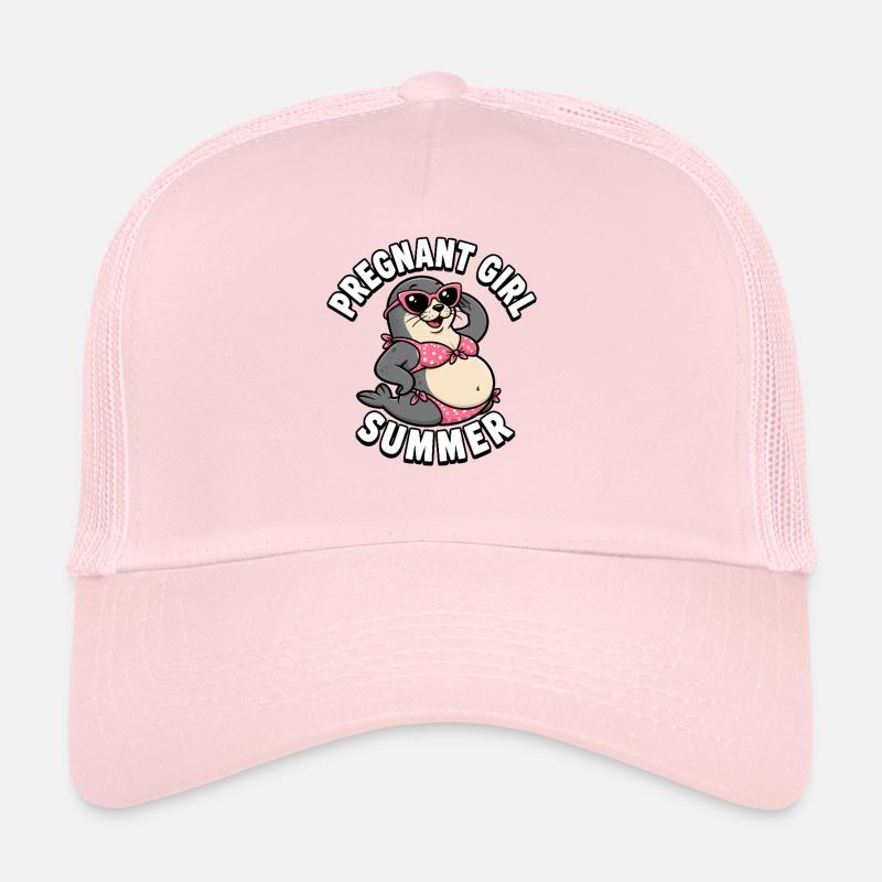 Fille enceinte, été, plage, phoque, drôle Casquette trucker 