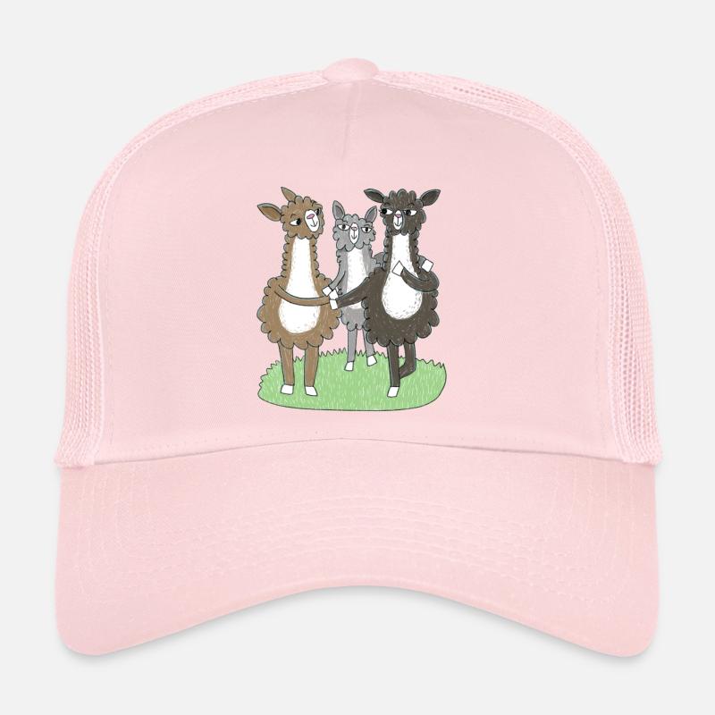 Three Llama Friends - Trucker Cap - pale pink