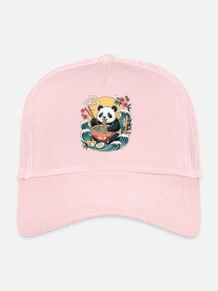 Kawaii Panda Ramen Ocean Waves Bowl japonais - Casquette trucker  - rose pâle - Devant