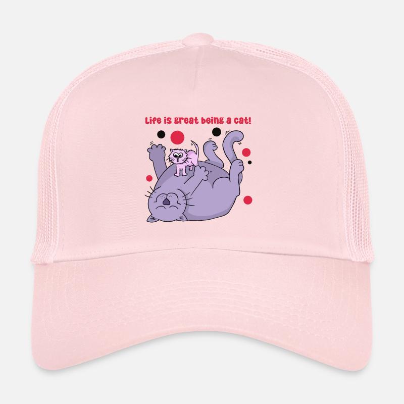 Life is great being a cat - Trucker Cap - pale pink