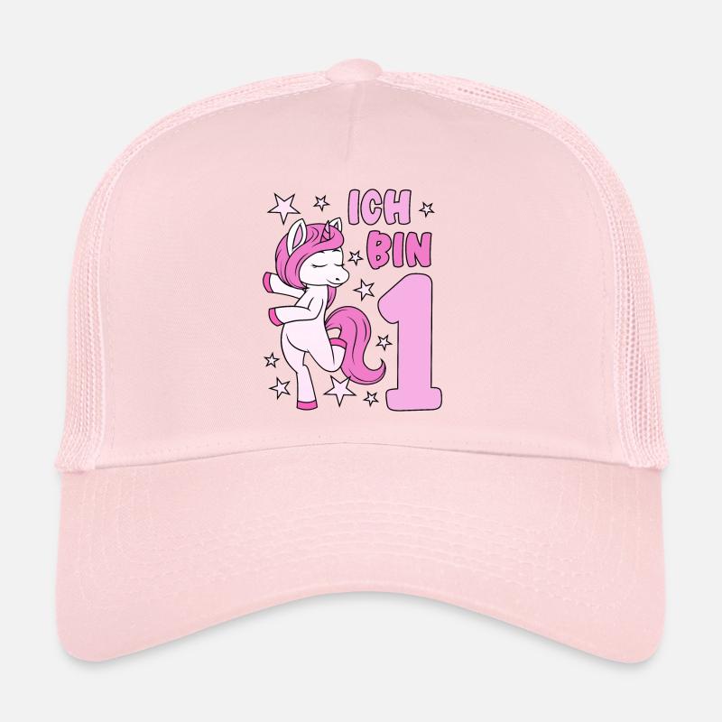 1. Geburtstag Mädchen süßes rosa Einhorn Ich bin 1 - Trucker Cap - Hellrosa