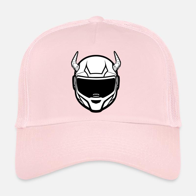 Motocross Motorradhelm mit zwei Hörnern - Trucker Cap - Hellrosa