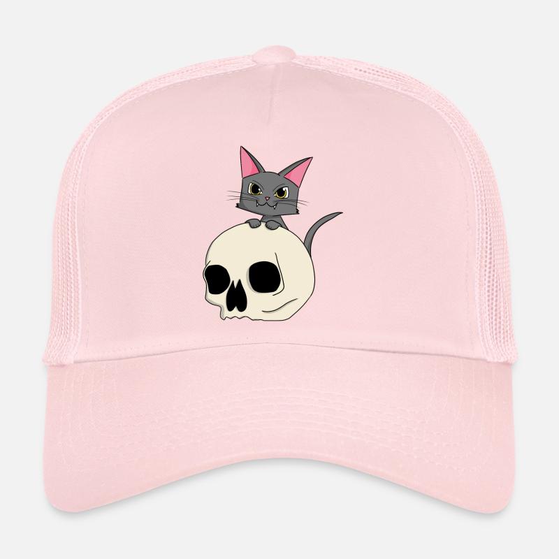 Tête de chat avec motif de crâne Casquette trucker 