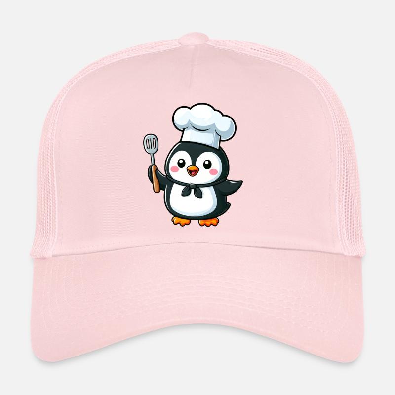 Süßer Pinguin Koch Cartoon Comic Design - Trucker Cap - Hellrosa