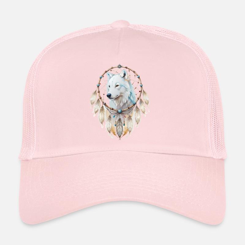 Wolf in a Dreamcatcher Mystical Wolf Design Trucker Cap