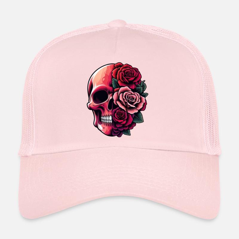 Totenkopf und Blumenstrauß Trucker Cap