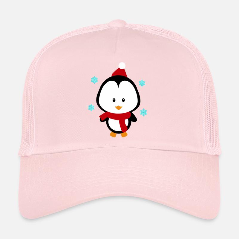 Petit pingouin Noël - Casquette trucker  - rose pâle