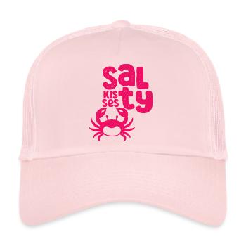Baisers salés – Crabe et côte - Casquette trucker  - rose pâle - Devant