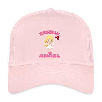 Angel Devil Girl Naughty - Usually an Angel - Trucker Cap - pale pink - Front
