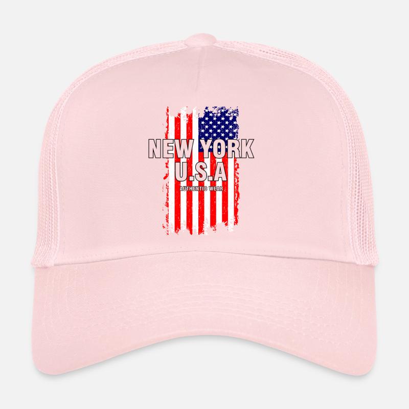 Image authentique du drapeau des États-Unis de New York Casquette trucker 