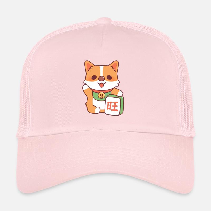 chiot corgi chanceux mignon avec tuile de mahjong drôle Casquette trucker 