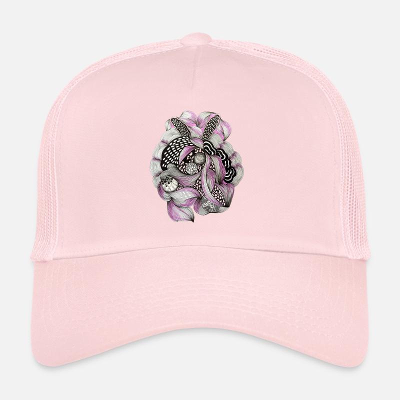 Cercle de Fleurs Mandala Rose Noir Casquette trucker 